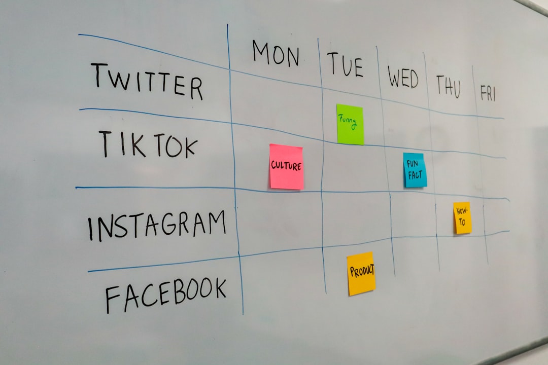Social Media content planning on a white board